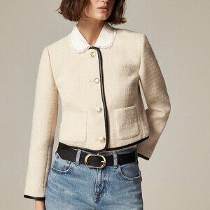 NWT J Crew Tweed Lady Jacket with Leather Trim Size 14